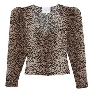 Frame Silk Animal Print Blouse (multicolor), size XL